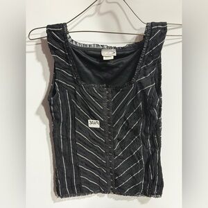 #3019-Rave Black and White Striped Blouse